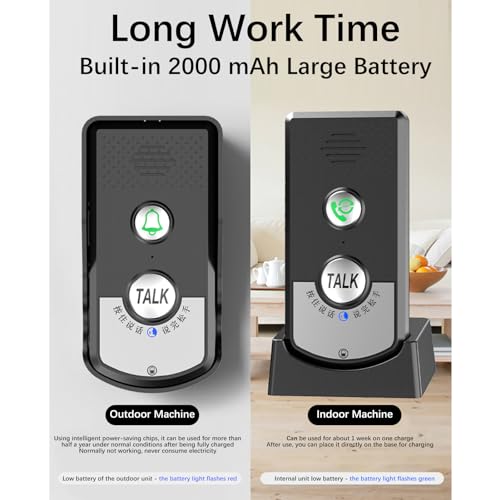 2-way voice intercom Wireless intercom doorbells Rechargeable wireless intercom for home classroom office
