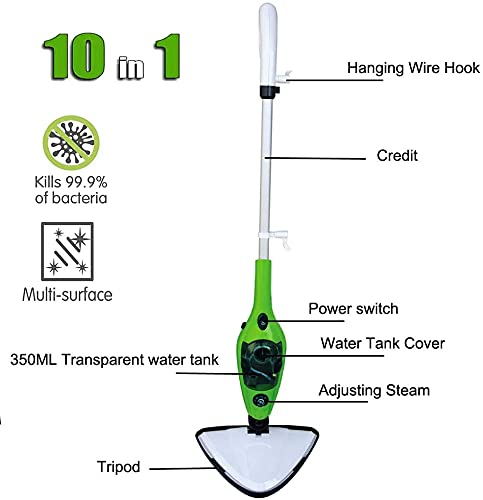 10-in-1 Steam & Clean vacuum and steam cleaner, 1500W steam mop, 350ml water tank capacity, 11 accessories, Kills and eliminates 99.9%* of viruses, germs, and bacteria.