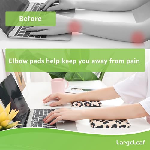 LargeLeaf ergonomic wrist and elbow rest for desk with memory foam and non-slip bottom, relieves elbow pain (16 * 11cm, leopard print, 1)