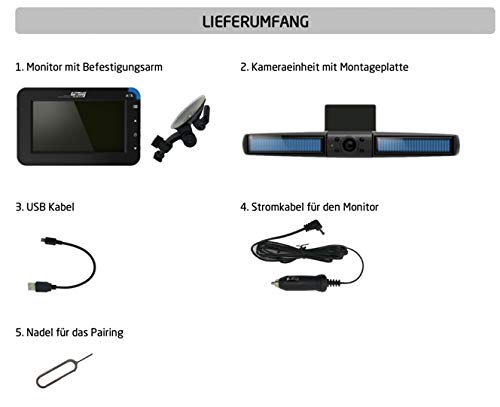 Per User Solar Rear View Camera System DRC4310 SOLAR: digital wireless backup camera set with LCD display (4.3" monitor) and battery with built-in solar panel - easy installation.