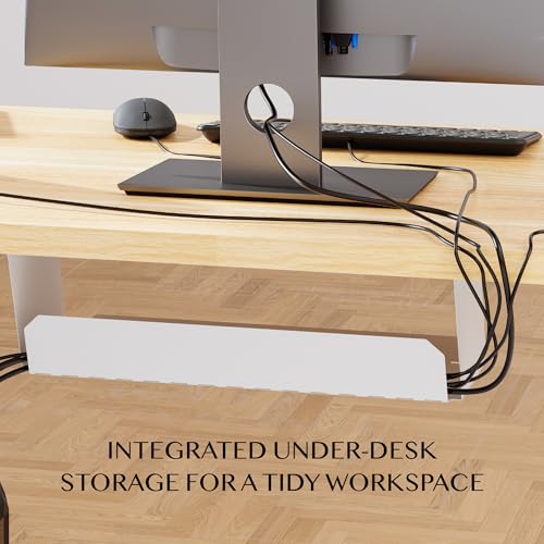 FLEXISPOT Height Adjustable Desk Basic 110x60cm - Ergonomic Sit-Stand Desk with Hooks and CUP HOLDER - Memory Hand Control (Maple)