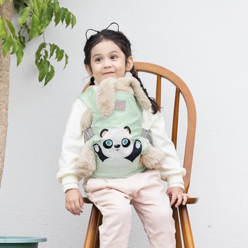 GAGAKU Doll Carrier for Kids Doll Carrier from 3 years Baby Carrier for Dolls Front Carrier Doll Accessories Doll Carrier with Adjustable Straps - Green - Embroidered Panda