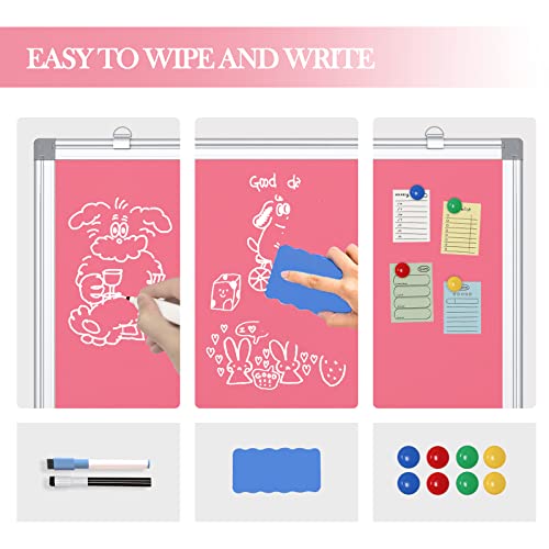 DOLLAR BOSS Magnetic Whiteboard, 40 x 60 cm, dry wipe, wall-mounted whiteboard with pen tray, aluminum frame, dry wipe surface for kids, drawing, home, and office.