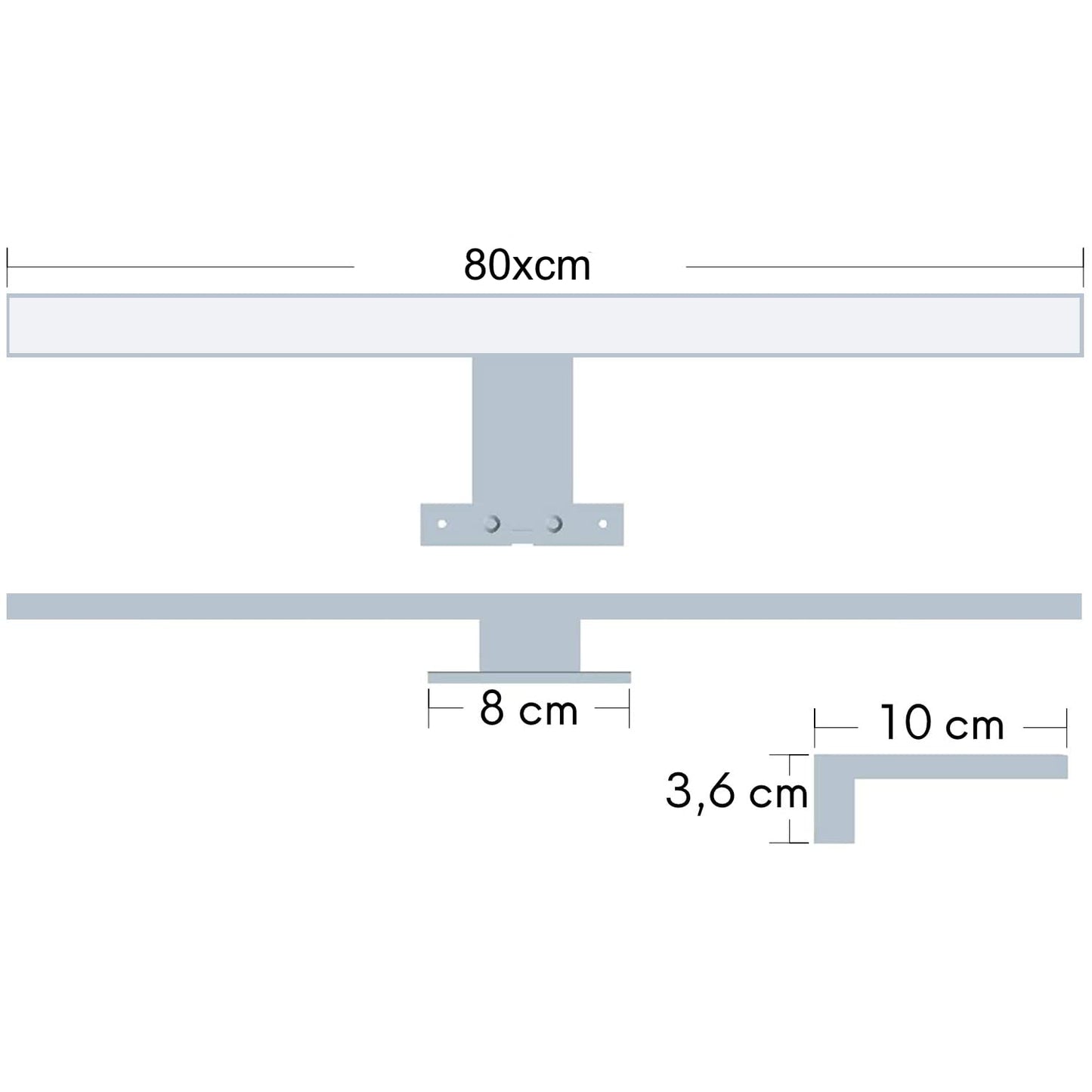 calf | 80cm LED bathroom light mirror lamp mirror light 230V neutral white, silver gray