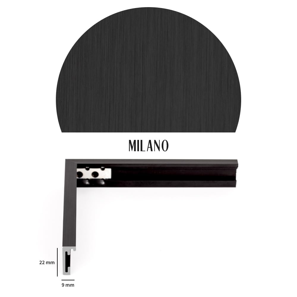 Picture Shop-24 Picture Frame Milano Aluminum Aluminum Picture Frame 80 x 120 cm Black (matte) Photo frame, Frame, Poster frame, Puzzle frame, Aluminum picture frame