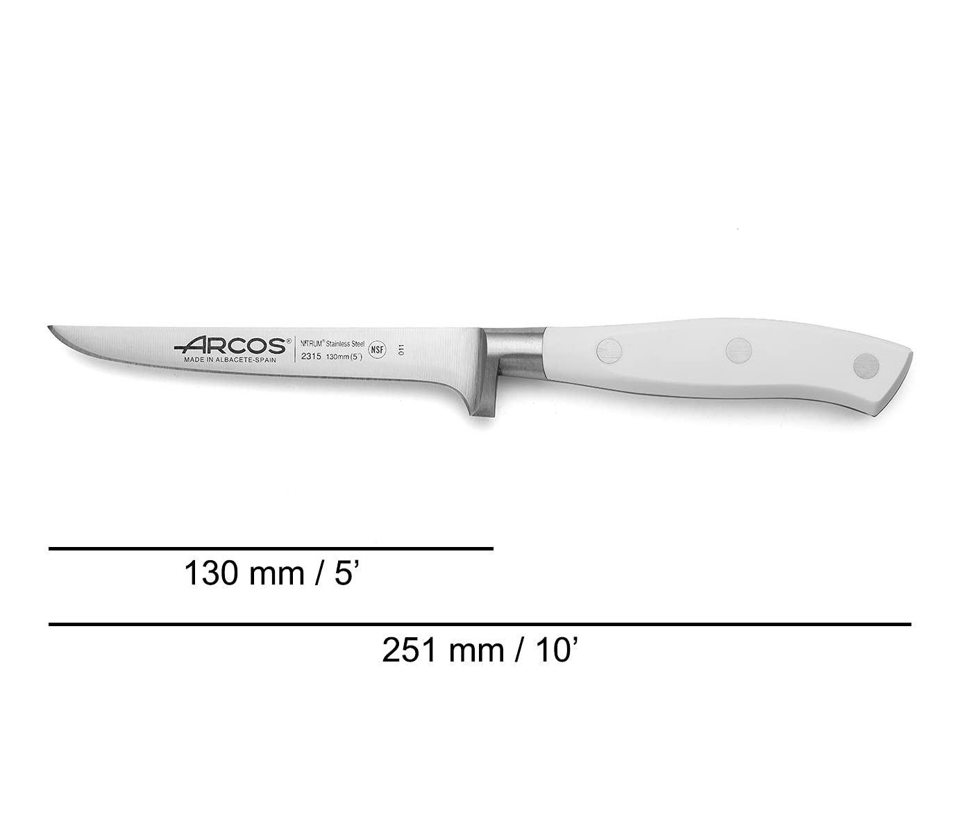 Arcos 807511 Riviera Blanc - Ham Knife Set 3 Pieces - Forged Stainless Steel - POM Handle - Color White (GIFT HAM COVER)
