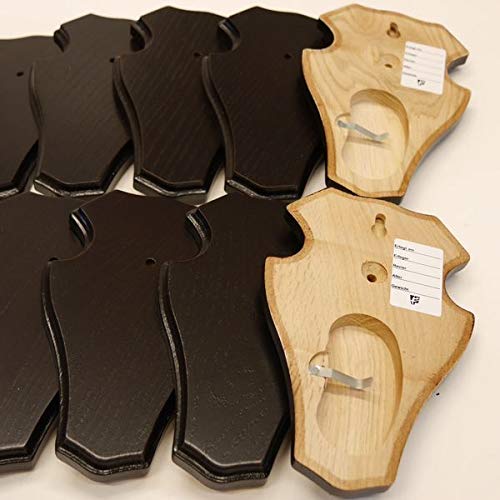 10 pieces of deer antler plaque trophy mounts with 1 jaw compartment in dark oak.