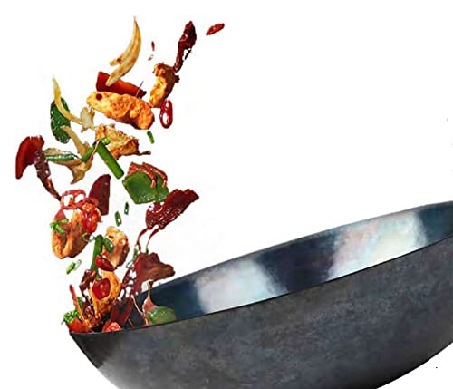 AAF Nommel ® Wok approx. 38 cm Ø round base for gas, induction hobs, professional carbon steel wok pan