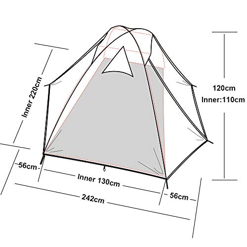 Forceatt tent 2 person camping waterproof 3-4 season, ultralight tents with small pack size, dome tent instant setup for trekking, outdoor, festival. (2 people-Khaki grey)