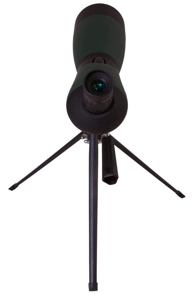 Levenhuk Blaze Base 70 Portable Spotting Scope with BK-7 glass optics, metal table tripod, and carrying case for observing wildlife, urban, and natural landscapes.