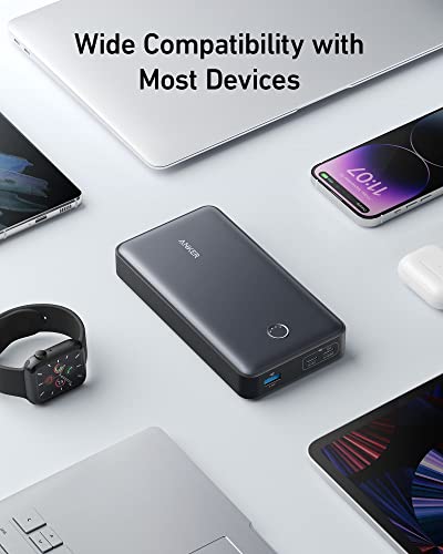ANKER 537 Powerbank (PowerCore 24K for Laptop), 24,000mAh 65W, portable charger for MacBook Pro, Dell XPS, Microsoft Surface, iPad Pro, iPhone 16/15/14/13 Pro, iWatch Series 5, and more (Black)