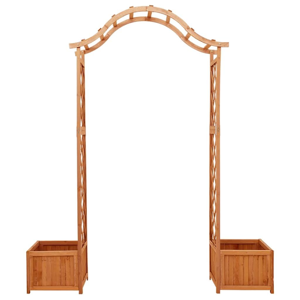 vidaXL Solid Fir Wood Garden Pergola with Planter Flower Arch Arbor Trellis Plant Stand Planter Box Flower Pot.