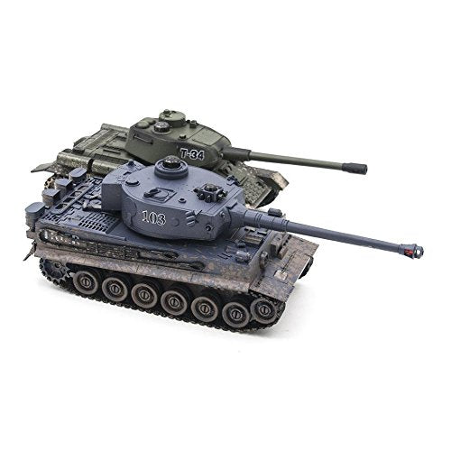 s-idee® 99824 2 x Battle Tanks 1:28 with integrated Infrared Combat System 2.4 GHz RC remote controlled, Tank, Tracked Vehicle, IR firing function, Sound, Light, New, 1:24, Firing Sound, Lighting