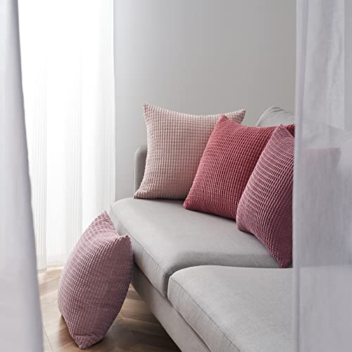 Topfinel 50x50 Pink Pillowcase 4 Pack Corduroy Gradients Throw Pillow Covers Cushion Cover Decorative Sofa Couch Pillow Case for Living Room Bedroom Balcony Kids Cozy