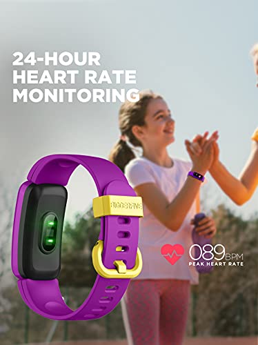 BIGGERFIVE Vigor fitness wristband watch for kids girls boys aged 5-15 years, fitness tracker smartwatch with step counter heart rate monitor calorie tracker and sleep monitor, IP68 waterproof activity tracker.
