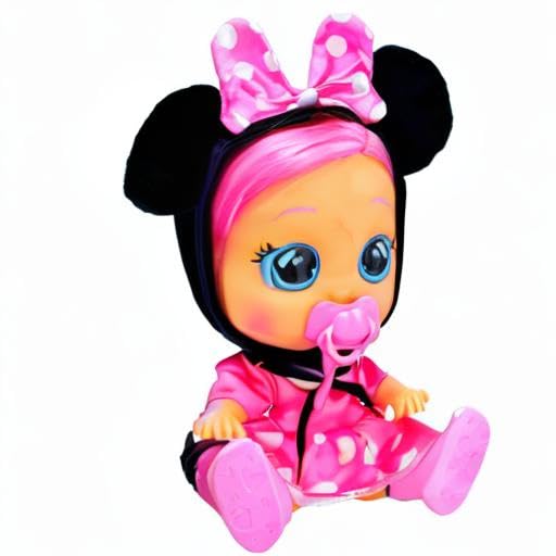 CRY BABIES Dressy Minnie is an interactive doll that cries real tears, with hair to style, clothes to change, and accessories to play with - a toy and gift for boys.