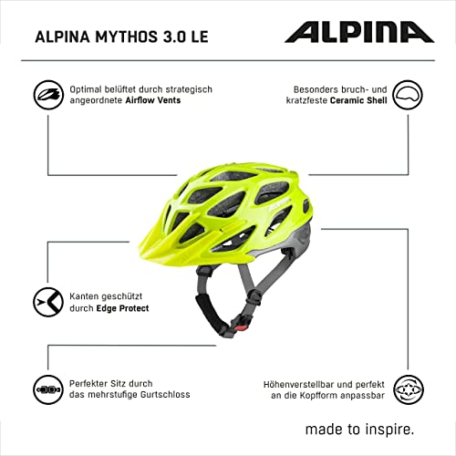 Alpina Mythos 3.0 L.E. - Lightweight, Well-Ventilated & Adjustable Bike Helmet with Antibacterial Pads for Adults, be Visible-Silver Gloss, 57-62 cm