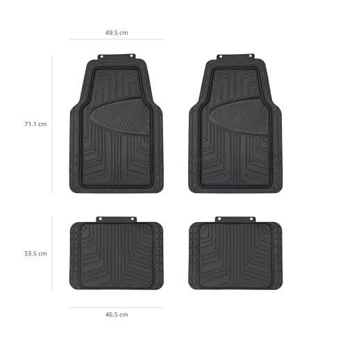 Amazon Basics 4-Piece All-Season Rubber Car Floor Mats for Cars, SUVs, and Trucks, Black