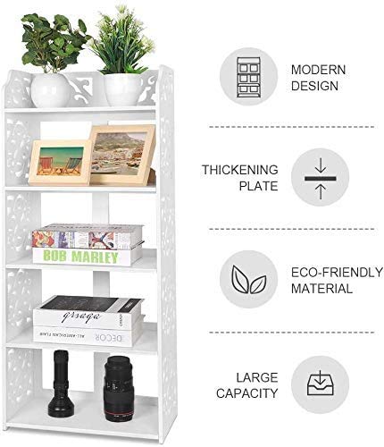 White shoe rack, 40 cm wide shoe rack, narrow and tall shelf, small standing shelf with 5 shelves, stackable bathroom shelf, kitchen storage shelves, decorative shelf, shoe cabinet for hallway, bathroom, kitchen, living room.