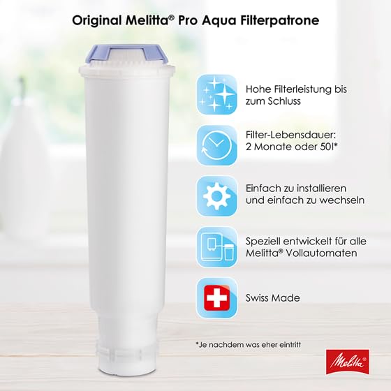 Melitta Filter Cartridges Pro Aqua (3 cartridges) - Scale filter for fully automatic coffee machines, prevent scale buildup & reduce pollutants for the best coffee taste.