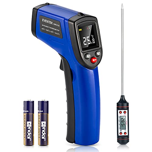 Infrared Thermometer Eventek, Gun LCD Color Display -58°F~1022°F (-50°C~550°C) Non-human Body Thermometer Including Meat Thermometer, for Cooking/Barbecue/Freezer/Industry