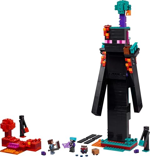 LEGO Minecraft 2in1 The Enderman Tower - Modular Gaming Toy - Can be built into 2 fortresses - With 4 collectible minifigures - Gamer gift for boys and girls aged 9 and up - 21279
