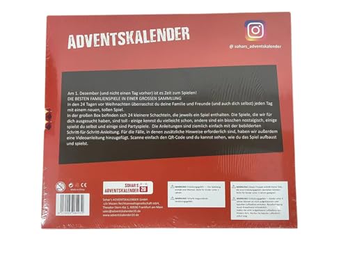 Advent calendar 2025 Games for the whole family The 24 best family games in just one box! With illustrated step-by-step instructions For ages 6 and up - German edition