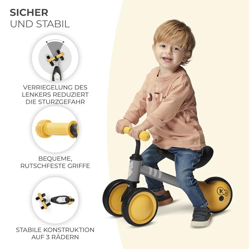Children's Ride-On CUTIE, balance bike, kids' bike, pedal-free bike, tricycle, made of metal, modern design, secure construction, for children ages 1 and up, honey color.