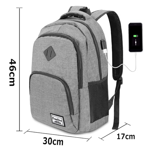 YAMTION backpack with laptop compartment, USB charging port for students and men. Ideal for school and work, 35L capacity.