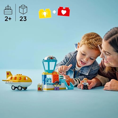 LEGO DUPLO First Visit to the Airport - Motor Skills Learning Toy for Toddlers with Airplane, 2 Figures & Teddy Bear - Birthday Gift for Boys and Girls from 2 years - 10443