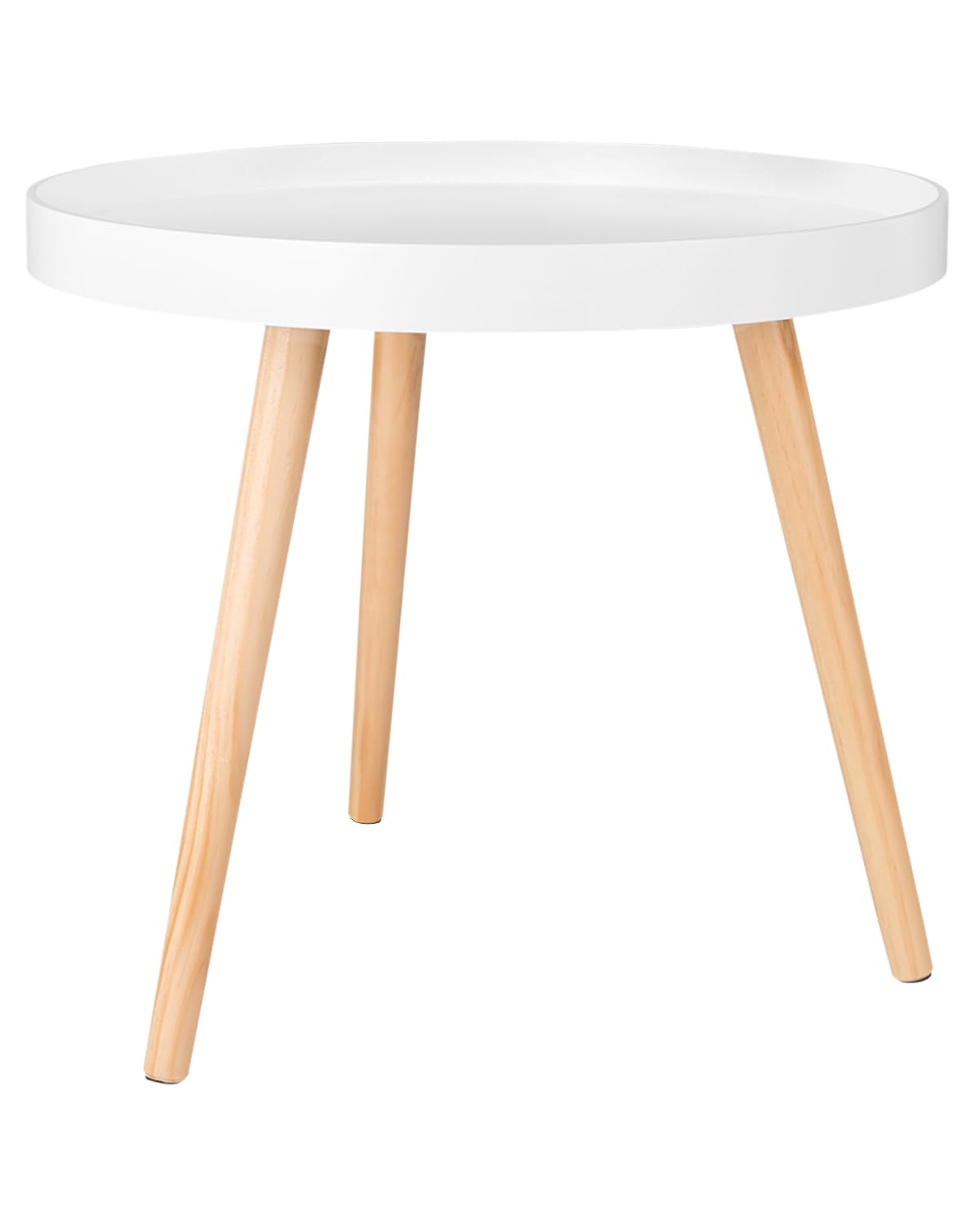WOLTU small round side table coffee table flower stand bedside table solid wood Scandinavian design white 50 x 44cm (ø x H) TS143ws