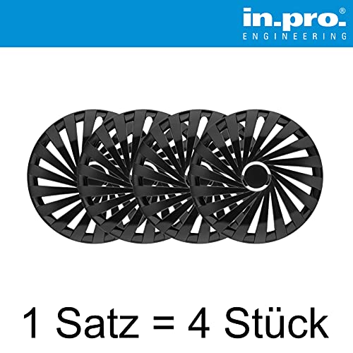 in.pro. engineering wheel trim Warrior 17 inch glossy black with chrome ring set of 4 pieces