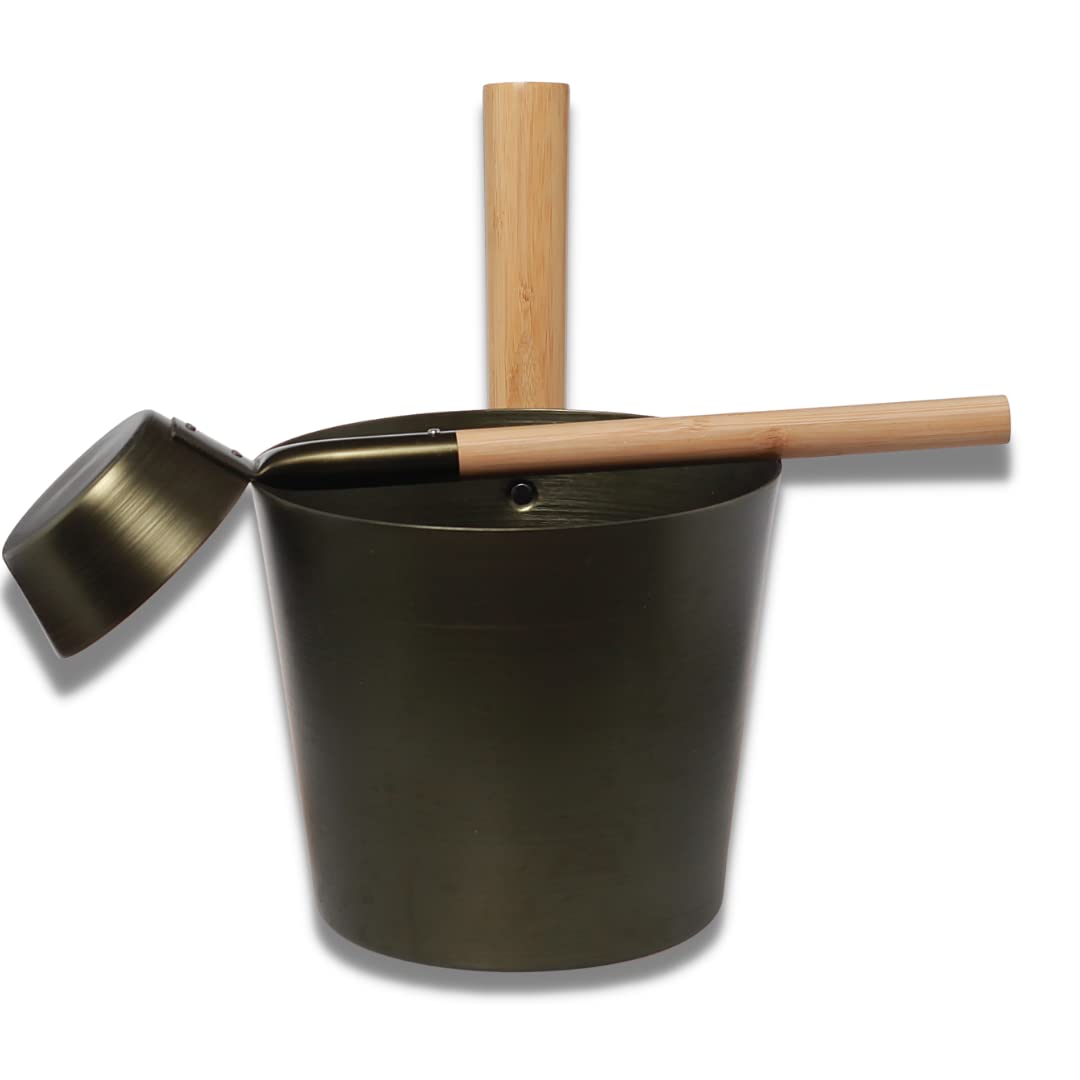 SULENO - Sauna Set ANEA infusion bucket scoop sauna bucket bucket ladle (green metallic)