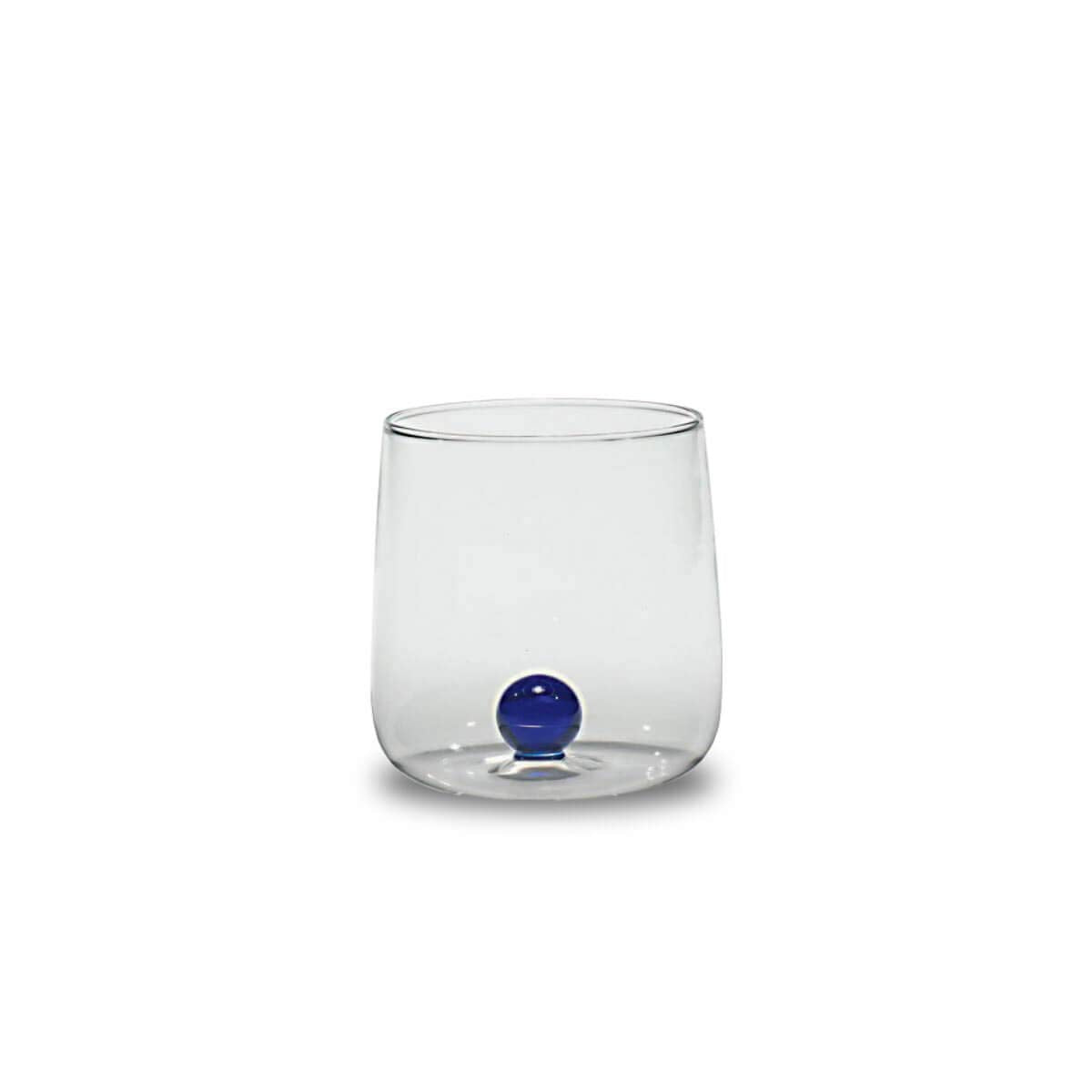 Saffron Bilia Tumbler Set 6 water glasses clear with ball in 6 different colors.