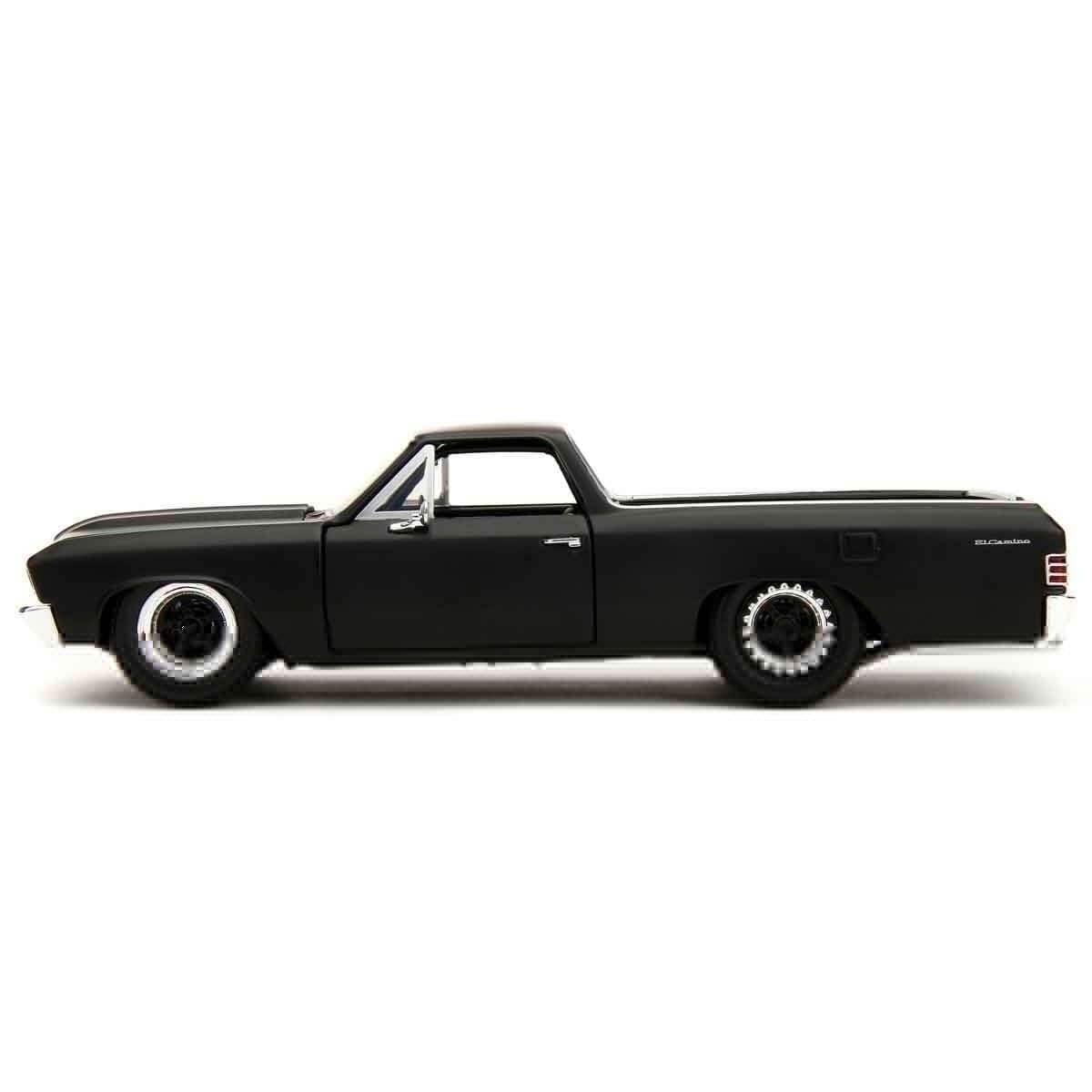 Jada Toys Fast and Furious Car EL Camino (1:24, black) - Chevrolet EL Camino 1967 from Fast & Furious 10 movie, Die Cast Car for ages 8 and up with opening parts, 19cm