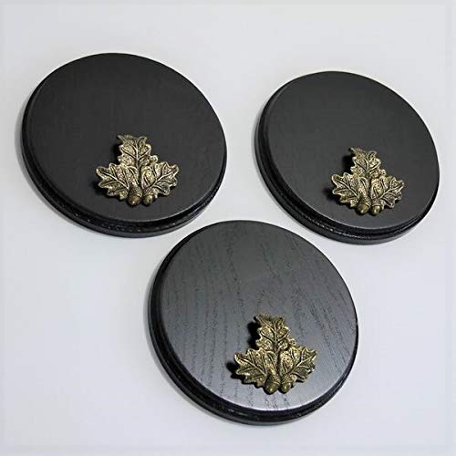 3-piece boar shield boar board weapon board trophy shield round dark AF 15 cm with 3 x oak leaf cover
