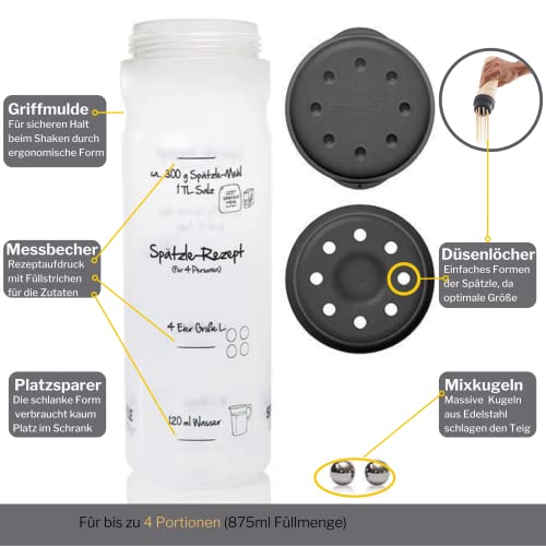 Spätzle Shaker (ANTHRACITE for 4 portions of homemade Spätzle (875ml) Spätzle press and mixer in one For easy Spätzle making The patented original