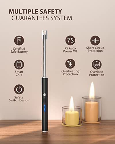 RONXS Arc Lighter, Electric Lighter with Extended Neck, Safety Lock - Candle Gadgets, Type C Rechargeable Plasma Candle Lighter for Kitchen Stove Camping, Fireworks Fireplace
