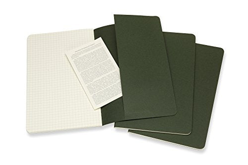Moleskine Cahier Large, A5, 3 pack, Checkered, Cardboard cover, Myrtle Green
