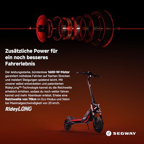 Segway ZT3 Pro D, street-legal E-Scooter, 70km Eco range, 56km range at 20km/h, full suspension, 120kg weight capacity, 25% incline, Apple FindMy, off-road tires, waterproof, Ninebot.