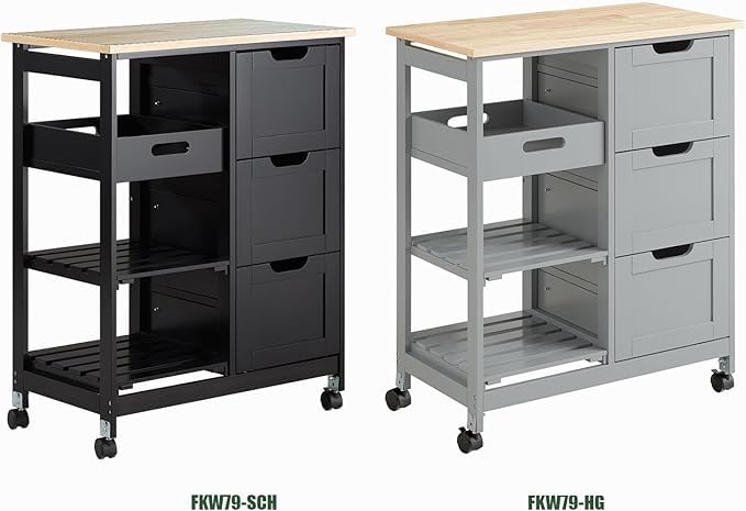 SoBuy serving cart with wheels - kitchen trolley with 2 removable trays and 1 tray - side cart trolley for kitchen, living room, dining room - white, 68x85x38 cm, up to 50 kg, MDF, FKW79-W