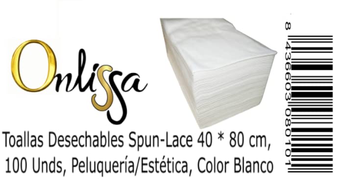 Disposable towels, made of spunlace nonwoven fabric, 40 x 80 cm, 100 pieces, for hairdresser, beauty salon, white.
