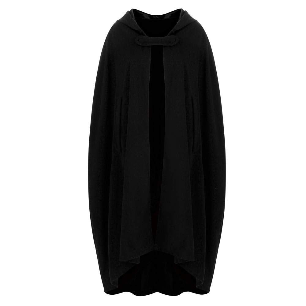 Cape Women Autumn Winter Maxi Loose Coat Poncho Cape Knit Coat Long Cardigan Trenchcoat Outwear Cardigan Medieval Vampire Witch Gothic Cosplay Halloween Costume Robe with Hood.