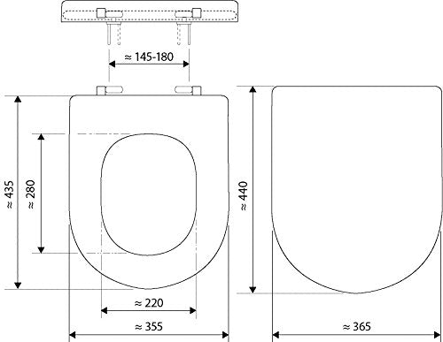 aquaSu® toilet seat with automatic closing mechanism Cubeno in D-shape, white, antibacterial Duroplast toilet seat removable, toilet seat with stainless steel hinges, toilet lid sandwich shape overlapping, 40330 6