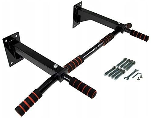 Retoo pull-up bar wall-mounted with anti-slip grips, can support up to 100kg. Made of sturdy steel, it's a versatile training tool for home gyms and strength training.