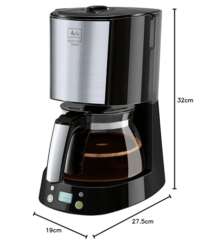 Melitta Enjoy Top Timer - Filter Coffee Machine - with glass carafe - Timer function - Drip stop - 10 cups - Black (1017-11)