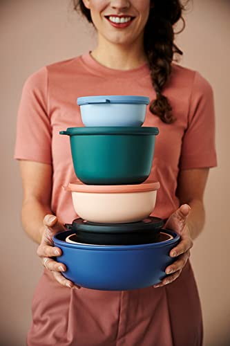 Mepal Multibowl Cirqula Round 3-piece Set - Microwave Safe - Perfect for storage, fridge, freezer & microwave use - 350 ml, 750 ml & 1250 ml - Vivid mauve
