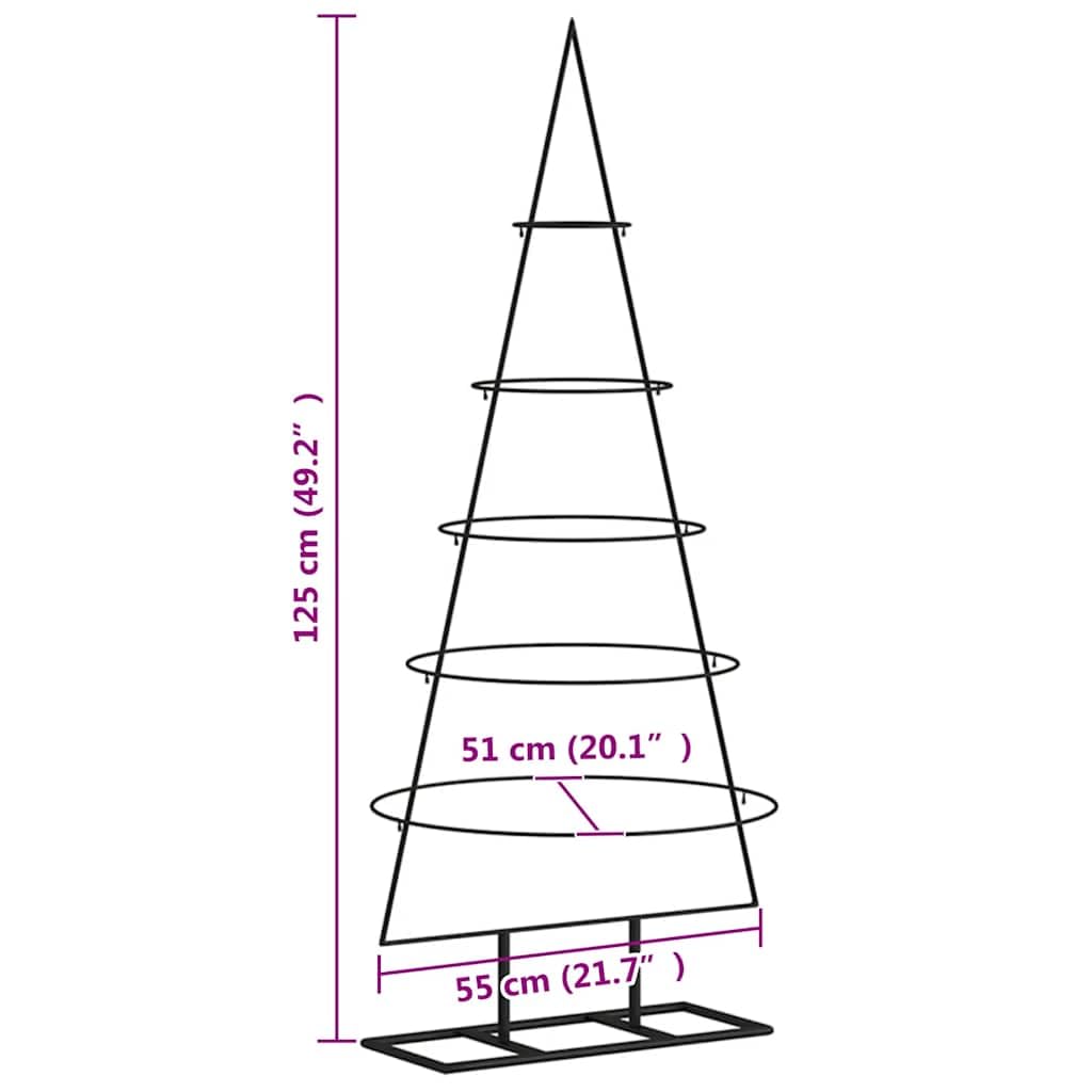 vidaXL Metal Christmas Tree for Decorations, 5-level Christmas Tree, Space-saving DIY Decoration, Christmas Ornaments Xmas Decor, Black 125cm