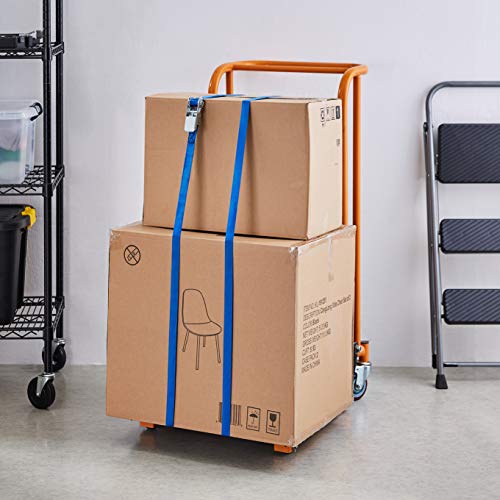 Amazon Basics Ratchet Tie Down Straps, 6m long, 25mm wide, 800kg capacity, compliant with DIN EN 12195-2, 10 pieces, Blue
