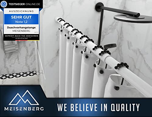 MEISENBERG no-drill shower curtain rod 70-110cm, Ø25mm White Extendable telescopic rod for clamping - wardrobe rod shower rod & clothes rod - for your wardrobe and shower